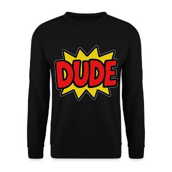 Dude Retro Comic - Unisex Pullover - Schwarz - Vorne - Alina (178cm) & Michal (187cm)