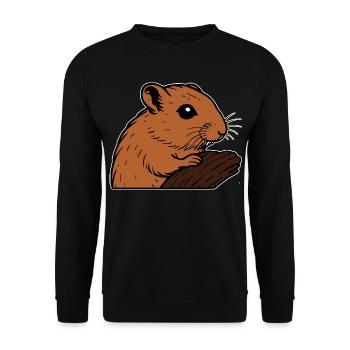 Rennmaus mit Futter Nagetier - Unisex Pullover - Schwarz - Vorne - Alina (178cm) & Michal (187cm)