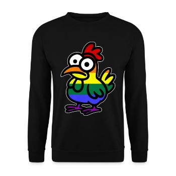 LGBTQ-Huhn regenbogenfarben bunter Vogel - Unisex Pullover - Schwarz - Vorne - Alina (178cm) & Michal (187cm)