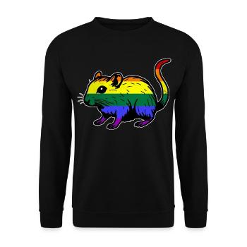 Rennmaus in Regenbogenfarben - Unisex Pullover - Schwarz - Vorne - Alina (178cm) & Michal (187cm)