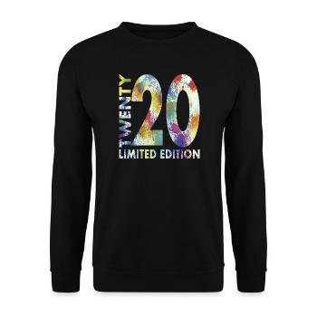 20. Geburtstag Geschenk Regenbogen - Unisex Pullover - Schwarz - Vorne - Alina (178cm) & Michal (187cm)