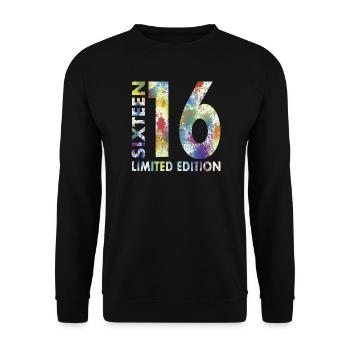 16. Geburtstag Sechszehn Limited Edition - Unisex Pullover - Schwarz - Vorne - Alina (178cm) & Michal (187cm)