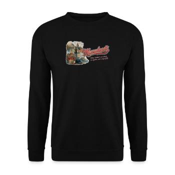 Massachusetts Retro Vintage Bay State Design - Unisex Pullover - Schwarz - Vorne - Alina (178cm) & Michal (187cm)