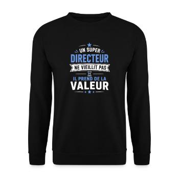 Direktor, der an Wert gewinnt - Unisex Pullover - Schwarz - Vorne - Alina (178cm) & Michal (187cm)
