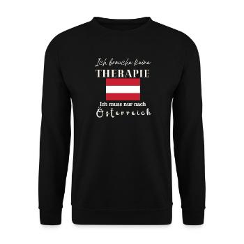 Österreich Ich brauche keine Therapie Geschenkidee - Unisex Pullover - Schwarz - Vorne - Alina (178cm) & Michal (187cm)