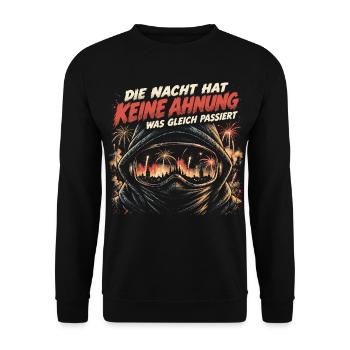 Die Nacht hat keine Ahnung – Feuerwerk - Unisex Pullover - Schwarz - Vorne - Alina (178cm) & Michal (187cm)