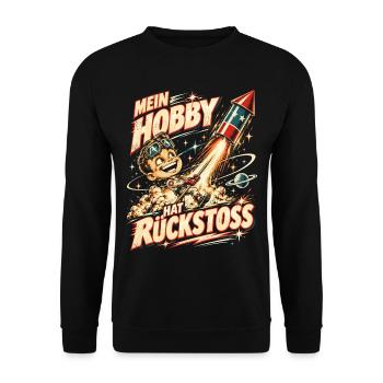 Mein Hobby hat Rückstoß – Feuerwerk - Unisex Pullover - Schwarz - Vorne - Alina (178cm) & Michal (187cm)