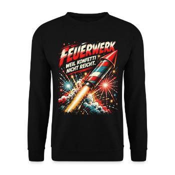 Feuerwerk – weil Konfetti nicht reicht - Unisex Pullover - Schwarz - Vorne - Alina (178cm) & Michal (187cm)