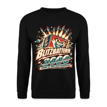 Blitzbatterie 3000 – Feuerwerk - Unisex Pullover - Schwarz - Vorne - Alina (178cm) & Michal (187cm)