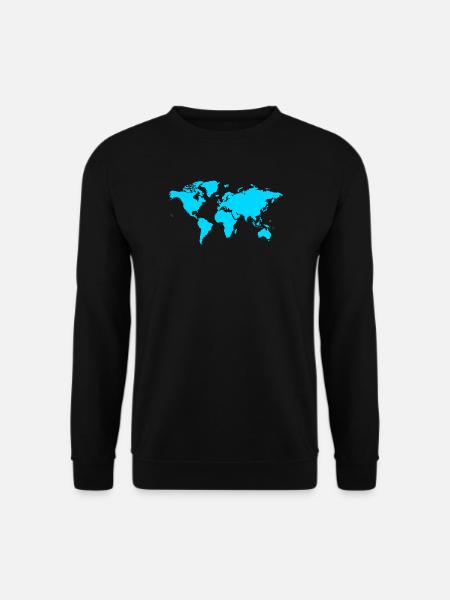 Weltkarte Neon Blau - Unisex Pullover - Schwarz