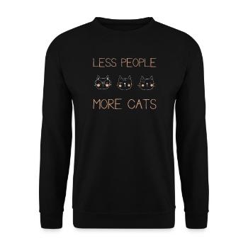 Less People More Cats Katzen Introvertiert - Unisex Pullover - Schwarz - Vorne - Alina (178cm) & Michal (187cm)