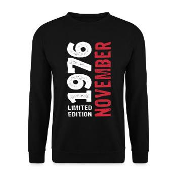 Limited Edition November 1976 Geburtstag Geschenk - Unisex Pullover - Schwarz - Vorne - Alina (178cm) & Michal (187cm)