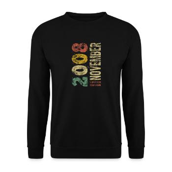Limited Edition November 2008 Geburtstag Geschenk - Unisex Pullover - Schwarz - Vorne - Alina (178cm) & Michal (187cm)
