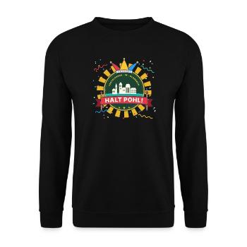 Halt Pohl Mönchengladbach Karneval Emblem - Unisex Pullover - Schwarz - Vorne - Alina (178cm) & Michal (187cm)