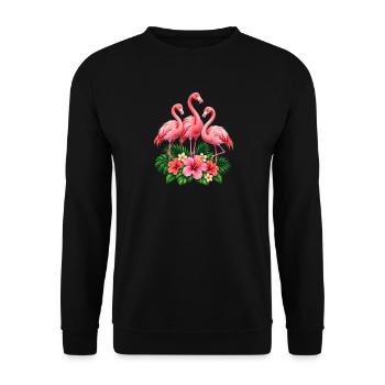 Niedlicher Flamingo Süße Flamingos - Unisex Pullover - Schwarz - Vorne - Alina (178cm) & Michal (187cm)