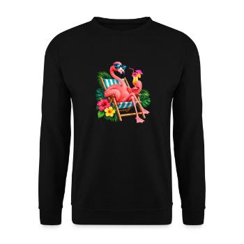 Niedlicher Flamingo Süße Flamingos - Unisex Pullover - Schwarz - Vorne - Alina (178cm) & Michal (187cm)