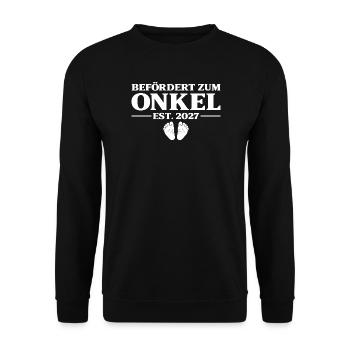 Schwangerschaft verkünden Befördert zum Onkel 2027 - Unisex Pullover - Schwarz - Vorne - Alina (178cm) & Michal (187cm)