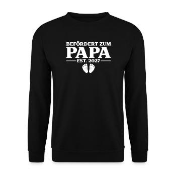 Schwangerschaft verkünden Befördert zum Papa 2027 - Unisex Pullover - Schwarz - Vorne - Alina (178cm) & Michal (187cm)