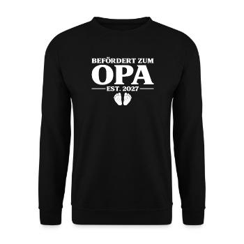 Schwangerschaftsankündigung Befördert zum Opa 2027 - Unisex Pullover - Schwarz - Vorne - Alina (178cm) & Michal (187cm)