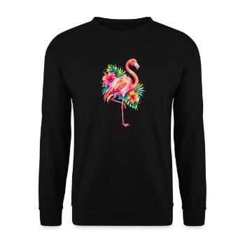 Niedlicher Flamingo Süße Flamingos - Unisex Pullover - Schwarz - Vorne - Alina (178cm) & Michal (187cm)