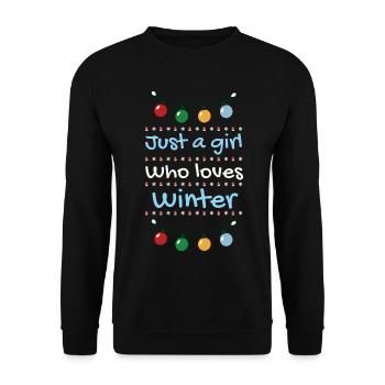Just a Girl who loves Winter - Unisex Pullover - Schwarz - Vorne - Alina (178cm) & Michal (187cm)