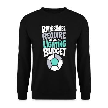 Strass – Rhinestones Require a Lighting Budget - Unisex Pullover - Schwarz - Vorne - Alina (178cm) & Michal (187cm)
