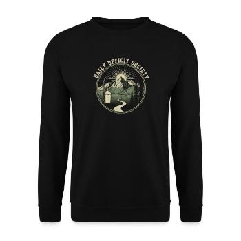 Bergpfad im Morgenlicht - Unisex Pullover - Schwarz - Vorne - Alina (178cm) & Michal (187cm)