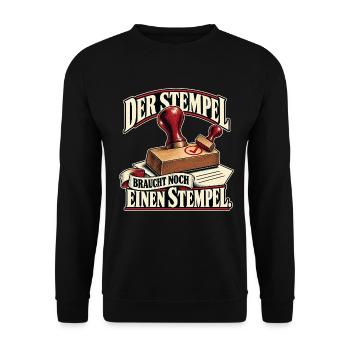 Noch Einen Stempel Vintage - Unisex Pullover - Schwarz - Vorne - Alina (178cm) & Michal (187cm)