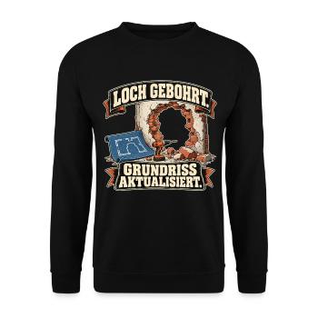 Loch gebohrt Grundriss aktualisiert - Unisex Pullover - Schwarz - Vorne - Alina (178cm) & Michal (187cm)