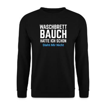 Waschbrett Bauch Spruch Typo - Unisex Pullover - Schwarz - Vorne - Alina (178cm) & Michal (187cm)