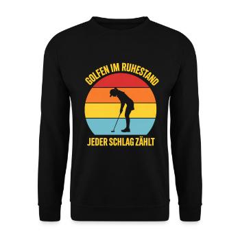 Golfen im Ruhestand Vintage - Unisex Pullover - Schwarz - Vorne - Alina (178cm) & Michal (187cm)