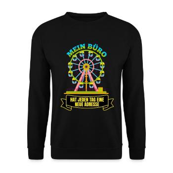 Schausteller Riesenrad Spruch - Unisex Pullover - Schwarz - Vorne - Alina (178cm) & Michal (187cm)