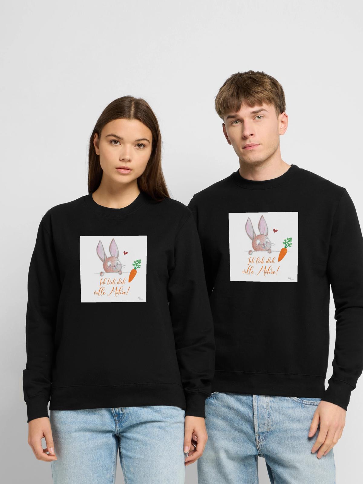 Volle Möhre - Unisex Pullover - Schwarz - Vorne - Alina (178cm) & Michal (187cm)