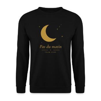 Morgenschritte – Team Moon - Unisex Pullover - Schwarz - Vorne - Alina (178cm) & Michal (187cm)