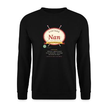 Vintage-Nan, perfekt gereift, lustiges Nan-Geschenk - Unisex Pullover - Schwarz - Vorne - Alina (178cm) & Michal (187cm)