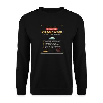 Vintage-Mama zum Verkauf lustiges Mama-Geschenk-T-Shirt - Unisex Pullover - Schwarz - Vorne - Alina (178cm) & Michal (187cm)