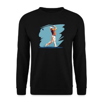 Golfspieler Grafik - Unisex Pullover - Schwarz - Vorne - Alina (178cm) & Michal (187cm)