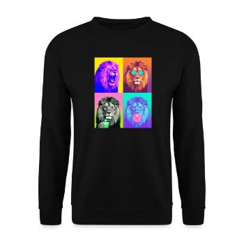 Löwen Löwe - Unisex Pullover - Schwarz - Vorne - Alina (178cm) & Michal (187cm)