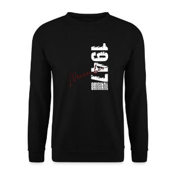 79. Geburtstag Geschenk November Original 1947 - Unisex Pullover - Schwarz - Vorne - Alina (178cm) & Michal (187cm)