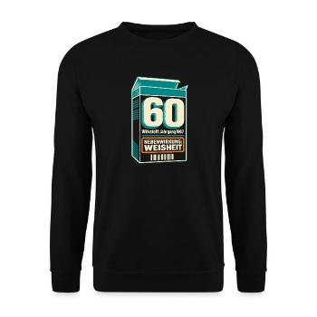 60 Jahrgang 1967 Beipackzettel - Unisex Pullover - Schwarz - Vorne - Alina (178cm) & Michal (187cm)