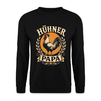 Hühner Papa Hühnerbesitzer Bauer - Unisex Pullover - Schwarz - Vorne - Alina (178cm) & Michal (187cm)
