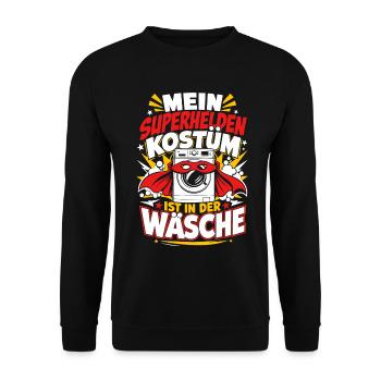 Superhelden Kostüm in der Wäsche - Unisex Pullover - Schwarz - Vorne - Alina (178cm) & Michal (187cm)