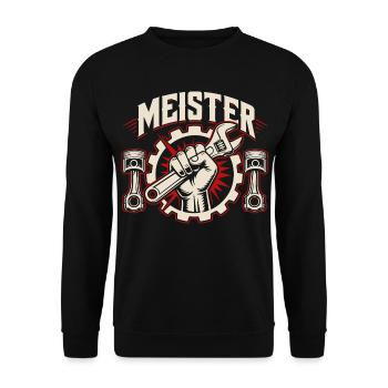 KFZ Meister Meisterprüfung bestanden - Unisex Pullover - Schwarz - Vorne - Alina (178cm) & Michal (187cm)