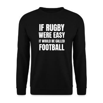 Lustiges Rugbyspieler-Geschenk - Unisex Pullover - Schwarz - Vorne - Alina (178cm) & Michal (187cm)
