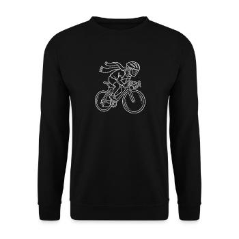 Rennrad Fahrrad Radrennfahrer Schal Line Art Shirt - Unisex Pullover - Schwarz - Vorne - Alina (178cm) & Michal (187cm)