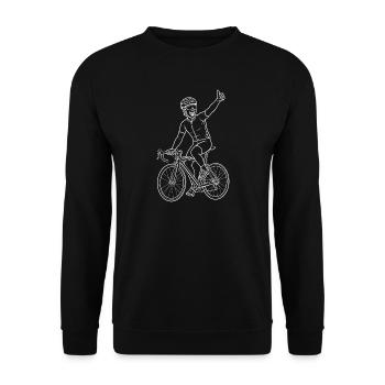Rennrad Sieg Daumen Hoch Radfahrer Line Art Shirt - Unisex Pullover - Schwarz - Vorne - Alina (178cm) & Michal (187cm)