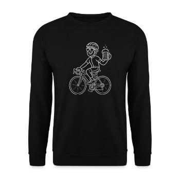 Fahrrad Bier Radler Gemütlich Bierkrug Line Art - Unisex Pullover - Schwarz - Vorne - Alina (178cm) & Michal (187cm)