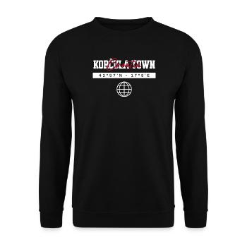 Korčula-Stadt Kroatien Koordinaten Reise Souvenir - Unisex Pullover - Schwarz - Vorne - Alina (178cm) & Michal (187cm)