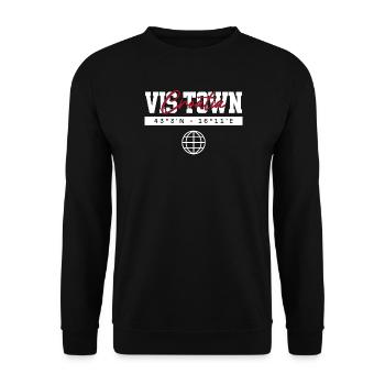 Vis Kroatien Koordinaten Reise Souvenir - Unisex Pullover - Schwarz - Vorne - Alina (178cm) & Michal (187cm)