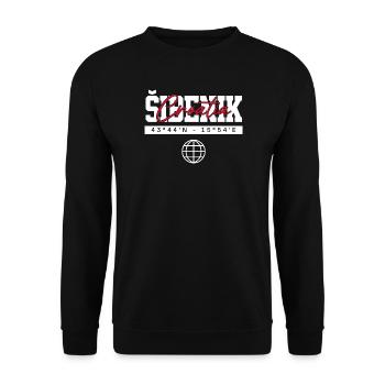 Šibenik Kroatien Koordinaten Reise Souvenir - Unisex Pullover - Schwarz - Vorne - Alina (178cm) & Michal (187cm)